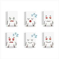 dibujos animados personaje de espiral blanco blanco cuadernos con soñoliento expresión vector