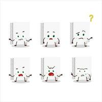 Cartoon character of spiral blank white notebooks with what expression vector