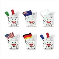 Car loan application cartoon character bring the flags of various countries vector