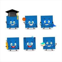 School student of blueprint paper cartoon character with various expressions vector