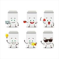 White envelope cartoon character with various types of business emoticons vector