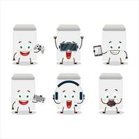 White envelope cartoon character are playing games with various cute emoticons vector