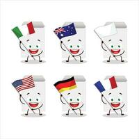 White envelope cartoon character bring the flags of various countries vector