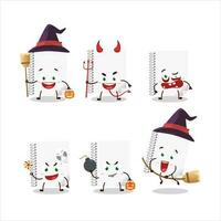 Halloween expression emoticons with cartoon character of spiral blank white notebooks vector