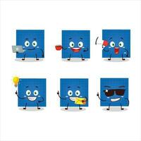 Blueprint paper cartoon character with various types of business emoticons vector