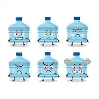 Gallon cartoon character with various angry expressions vector