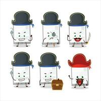 Cartoon character of news in tablet with various pirates emoticons vector