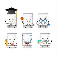 School student of news in tablet cartoon character with various expressions vector