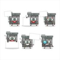 Office copier cartoon character bring information board vector