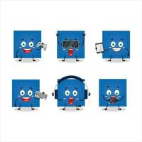 Blueprint paper cartoon character are playing games with various cute emoticons vector