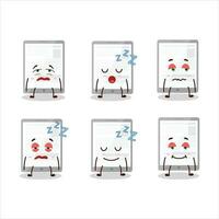 Cartoon character of news in tablet with sleepy expression vector