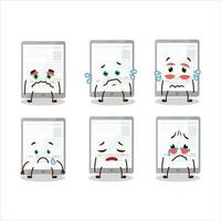 News in tablet cartoon character with sad expression vector