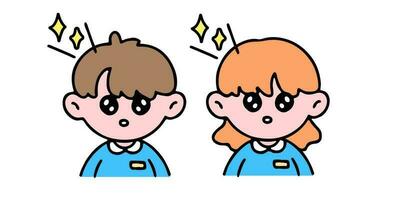 A little cute boy and girl  pleading, isolated on a background vector illustration.