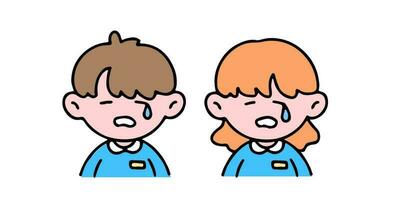 A little cute boy and girl crying, isolated on a background vector illustration.