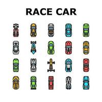 race car speed sport vehicle icons set vector