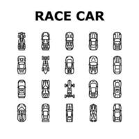 race car speed sport vehicle icons set vector