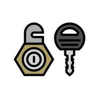 cam lock key hardware furniture fitting color icon vector illustration