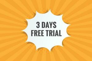 3 days Free trial Banner Design. 3 day free banner background vector