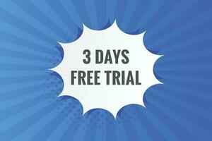 3 days Free trial Banner Design. 3 day free banner background vector