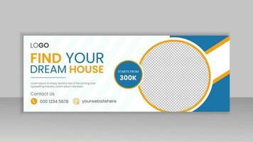 Real estate agency social media cover template, web banner template, corporate banner, header, business banner design vector