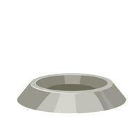 Empty steel bowl for pets. Vector hand drawn element.