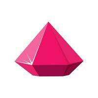 Hexagon red gemstone. Ruby side view. Cartoon vector illustration