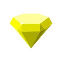 Hexagon yellow gemstone. Quartz side view. Cartoon vector illustration