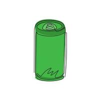 Single continuous line drawing soda aluminum can icon. Soda refreshing drink in summer concept. For flyer, sticker, card, logo, symbol, print, poster. One line draw graphic design vector illustration