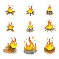 Vector illustration of bonefire set isolated on white background