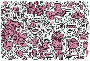 hand drawn doodle art,abstract monster doodle art vector