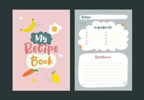 flat cute colorful design vector my recipe book cover