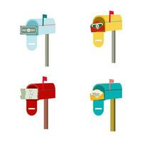 4 set of mailboxes and money envelopes concept. vector