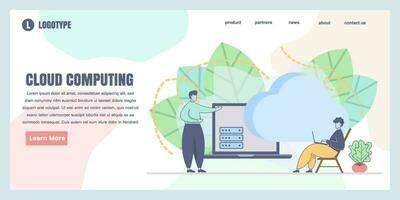 Landing page design templates for cloud computing concept illustration, perfect for web design, banner, mobile app, landing page, Flat Vector illustration