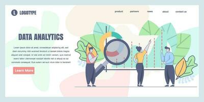 Vector web site design template. Data analytics, dashboard and business finance report. Landing page concepts for website and mobile development. Modern flat vector illustration