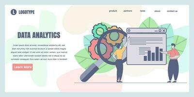 Vector web site design template. Data analytics, dashboard and business finance report. Landing page concepts for website and mobile development. Modern flat vector illustration