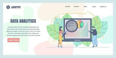 Vector web site design template. Data analytics, dashboard and business finance report. Landing page concepts for website and mobile development. Modern flat vector illustration