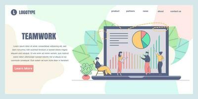 Landing page design templates for Teamwork project concept illustration, perfect for web design, banner, mobile app, landing page, Flat Vector illustration