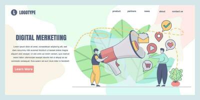 Landing page design templates for digital marketing concept illustration, perfect for web design, banner, mobile app, landing page, Flat Vector illustration