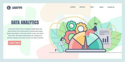 Vector web site design template. Data analytics, dashboard and business finance report. Landing page concepts for website and mobile development. Modern flat vector illustration