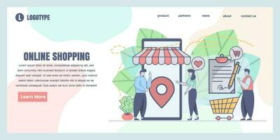 Landing page design templates for online shopping concept illustration, perfect for web design, banner, mobile app, landing page, Flat Vector illustration