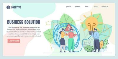 Landing page design templates for Business solution concept illustration, perfect for web design, banner, mobile app, landing page, Flat Vector illustration