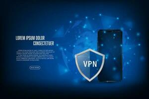 Vector VPN connection concept. Mobile security internet connection, VPN network application.