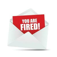 You Are Fired Card in Envelope, Vector Illustration