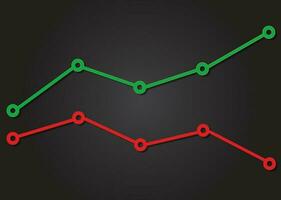 Line chart with points. Positive and negative index. Business concept. vector