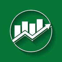 Business growth chart logo with arrow, bar and line chart diagram vector