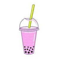 Bubble tea with tapioca. Illustration for printing, backgrounds, covers and packaging. Image can be used for greeting cards, posters, stickers and textile. Isolated on white background. vector