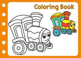 coloring book cute train. kids drawing vector