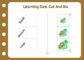 learning size cut and glue cute turtle vector