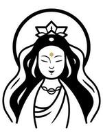 Vector icon of Guanyin bodhisattva Asian deity