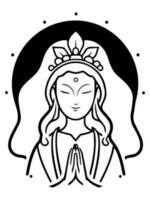 vector icono de Guanyin bodhisattva asiático deidad